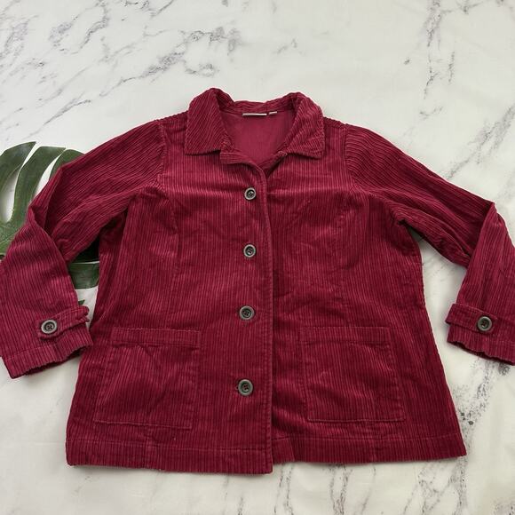Studio Works Womens Y2k Corduroy Chore Coat Jacket Plus Size 2x Red Chunky - Picture 1 of 12
